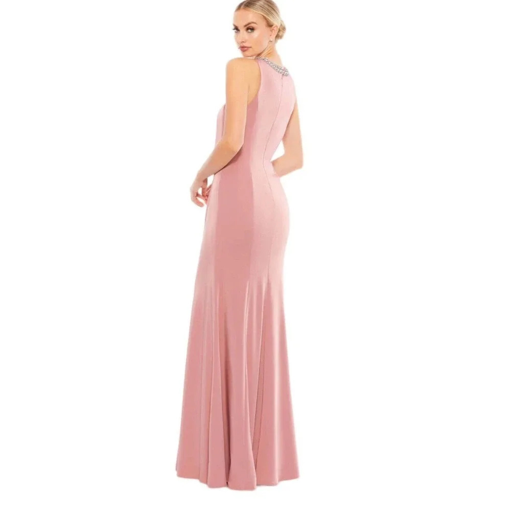 IEENA by MAC DUGGAL Gown Rose Pink Embellished Neck Trumpet Size US 0 - Picture 3 of 16